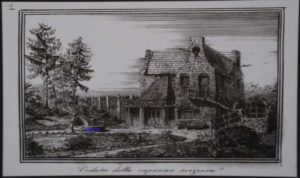 La Capanna Svizzera - Incisione del 1842 - Villa Torlonia